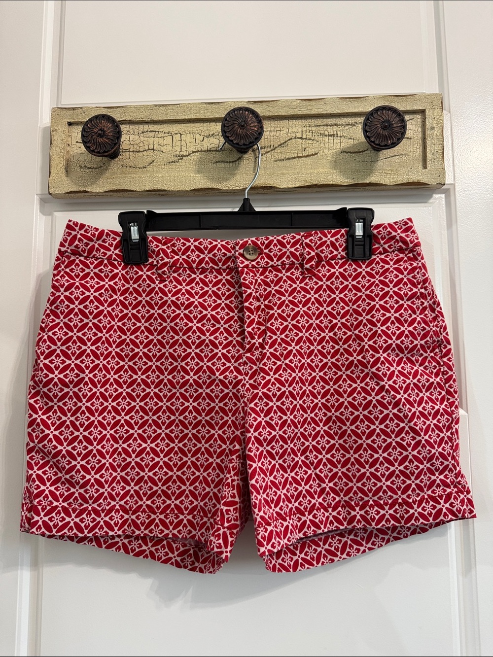 Faded Glory Red Geometric Flat-Front Shorts